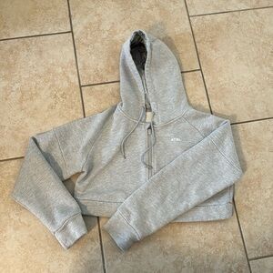AYBL Womens Cropped Zip Hoodie Gray Size Large